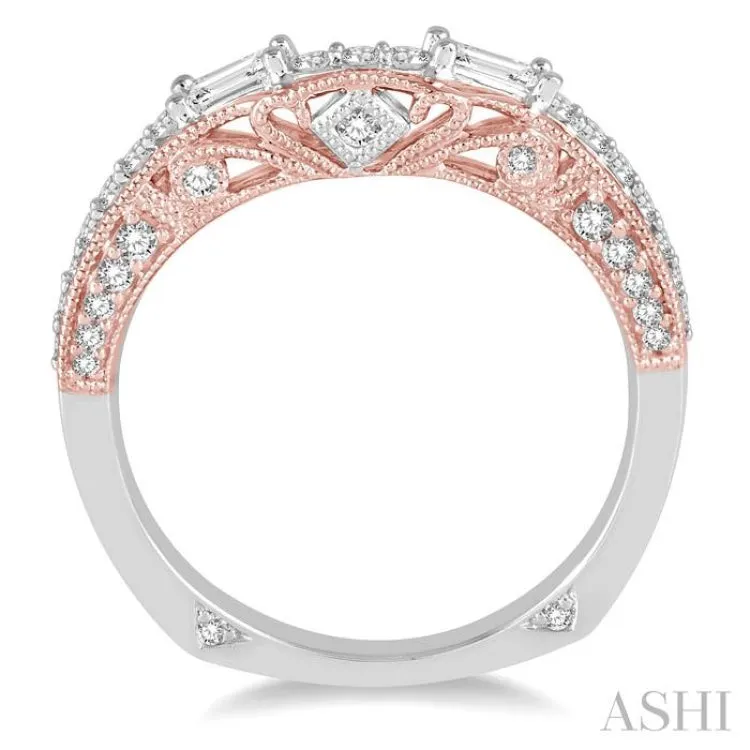 1/3 Ctw Diamond Matching Wedding Band in 14K White and Rose Gold.