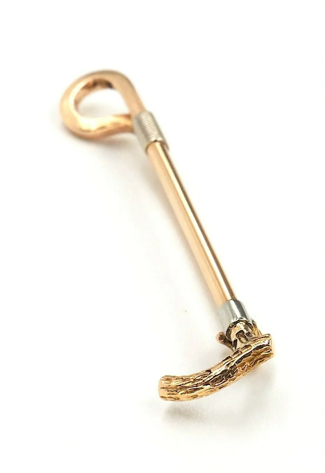 15ct Yellow & White Gold Bar Walking Stick Brooch