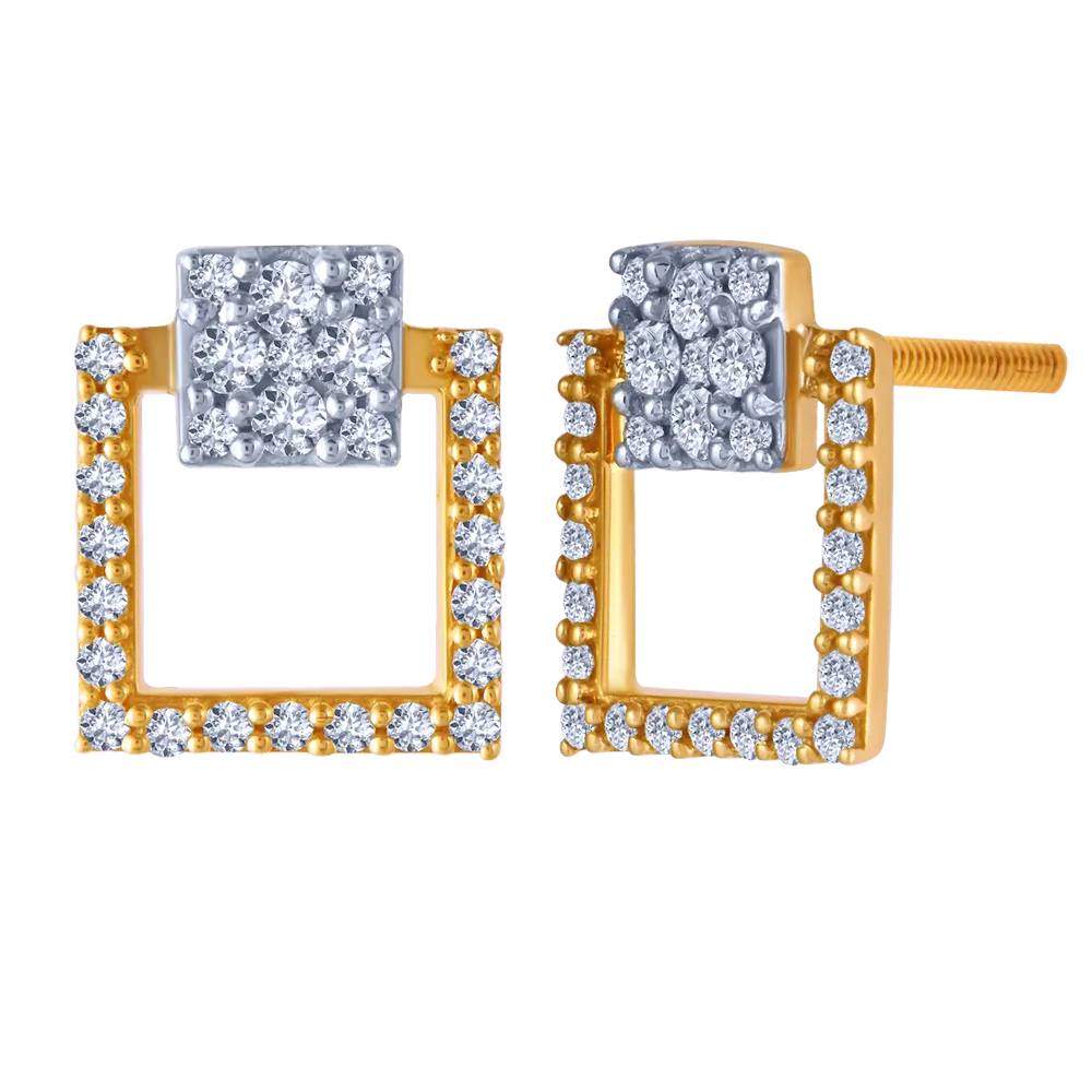 18k Elegant Square Diamond Stud Earrings