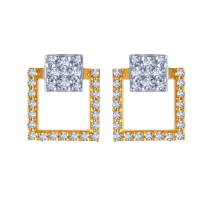 18k Elegant Square Diamond Stud Earrings