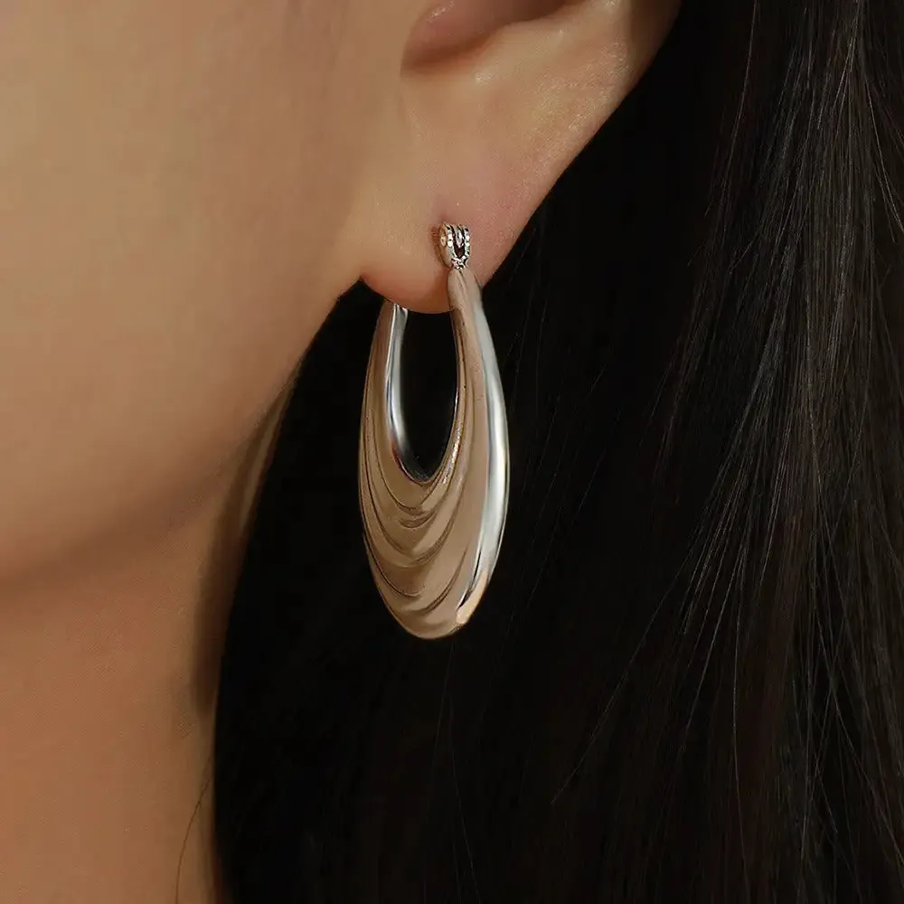 18K Gold and Silver Crescent Design Earrings