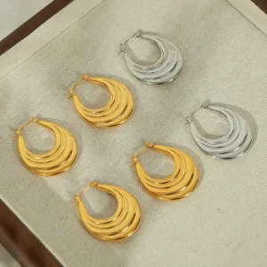 18K Gold and Silver Crescent Design Earrings