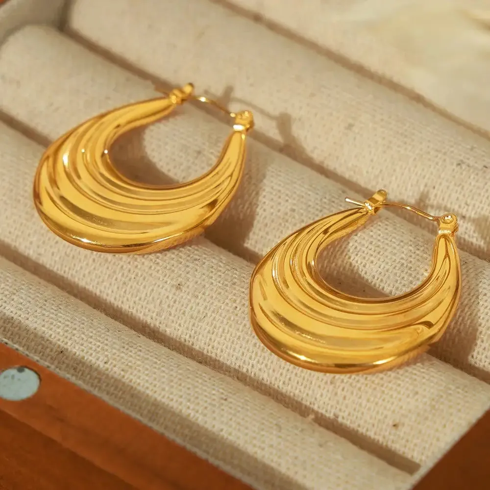 18K Gold and Silver Crescent Design Earrings