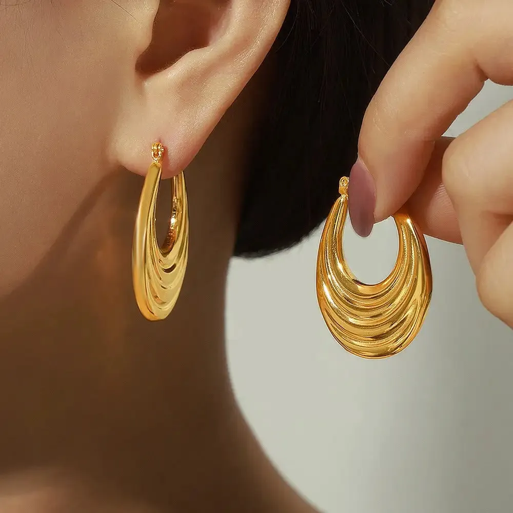 18K Gold and Silver Crescent Design Earrings