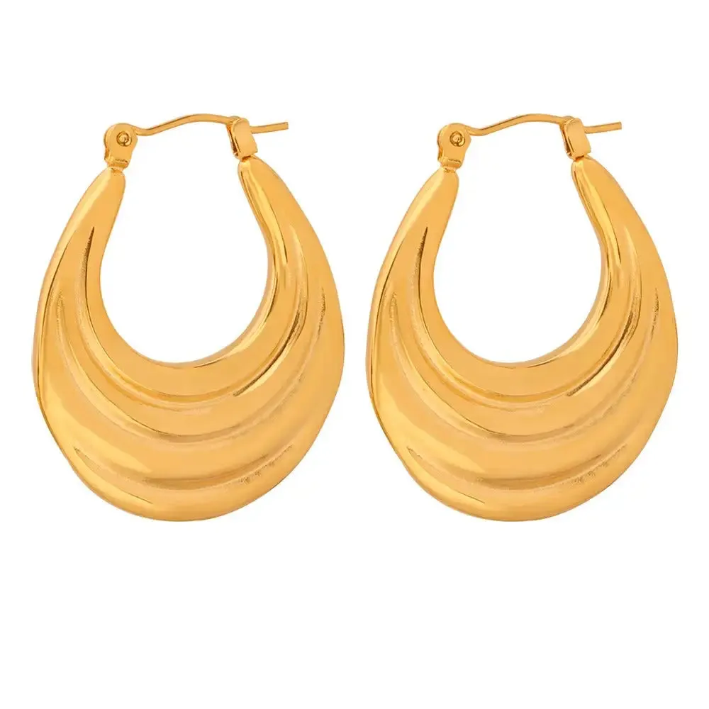 18K Gold and Silver Crescent Design Earrings