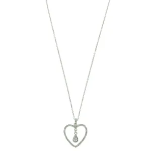 1928 Jewelry Crystal Heart & Teardrop Pendant Necklace 16"   3" Extender