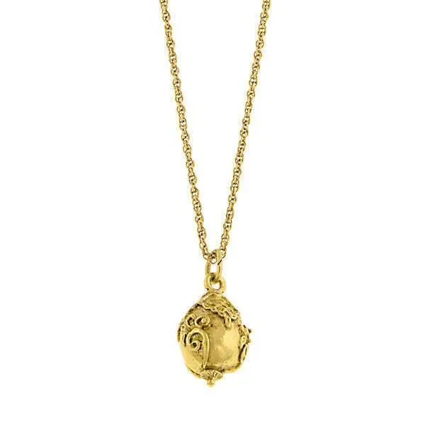 1928 Jewelry Gold Egg Pendant Necklace 16"   3" Extender