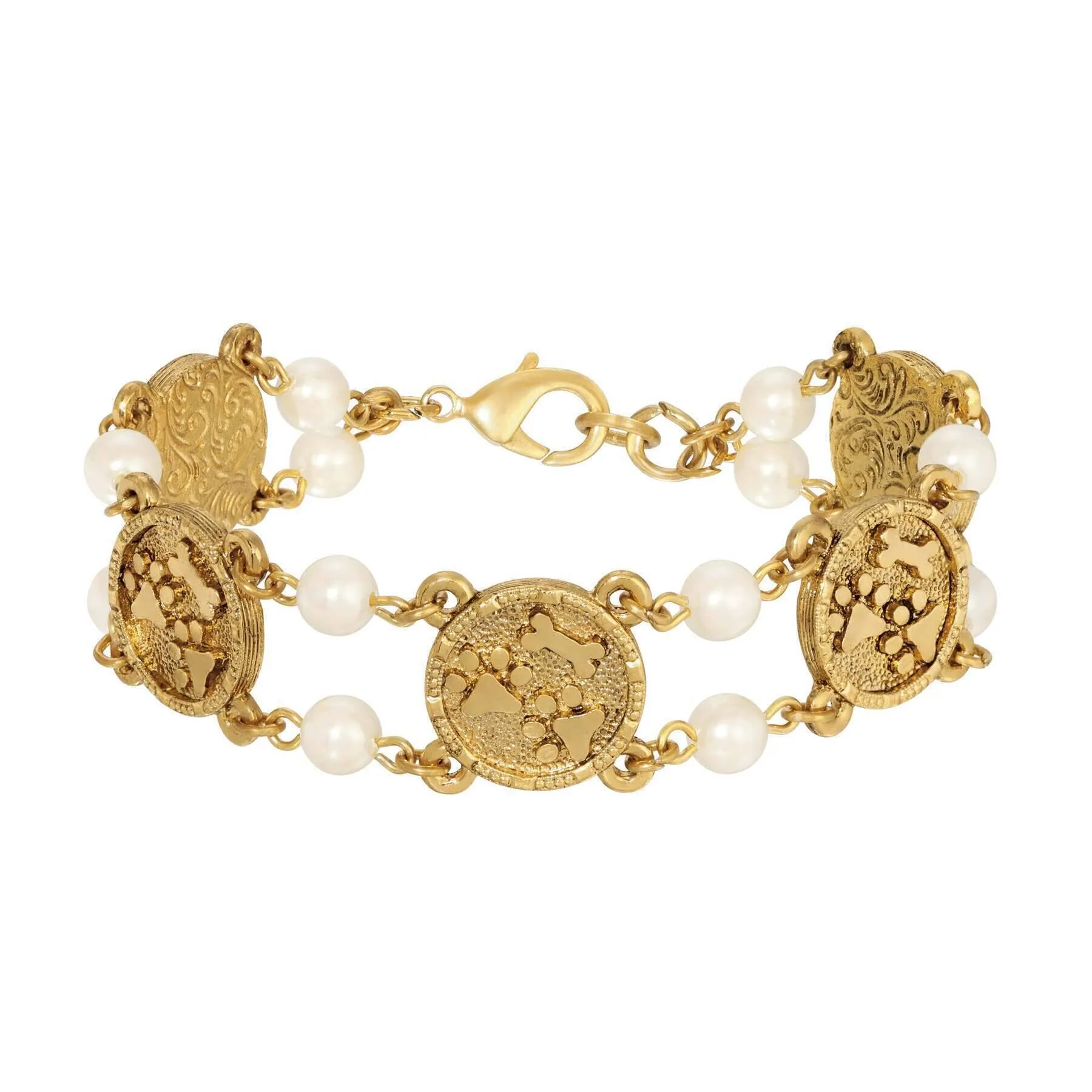 1928 Jewelry Paws & Bone Beaded Link Bracelet