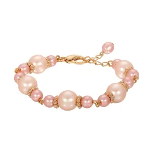 1928 Jewelry Rosabella Raspberry & Champagne Faux Pearl Bracelet