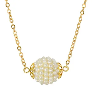 1928 Jewelry Round Seeded Faux Pearl Ball Pendant Necklace 16"