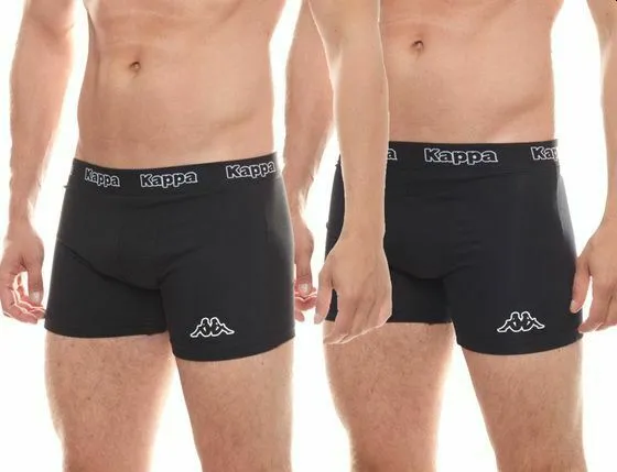 2 x Kappa Trunks Mens Black Boxers Underwear Trunk Boxer Shorts S M L Xl Xxl