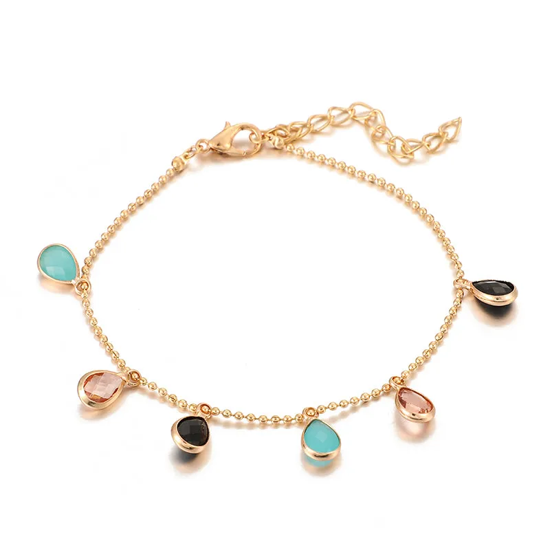 3pcs/sets Bohemian Shell Stone Anklets for Women