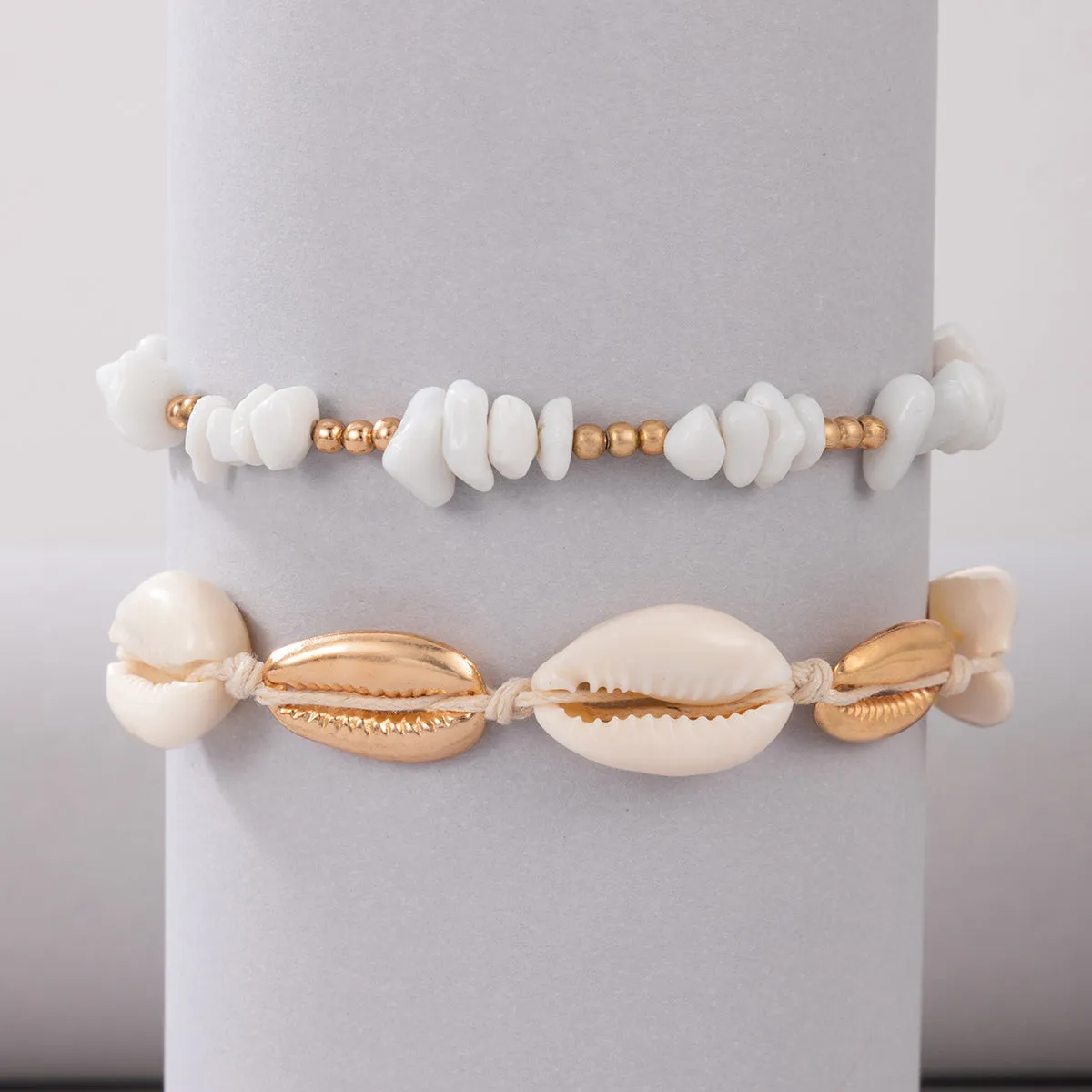 3pcs/sets White Beaded Anklets for Women