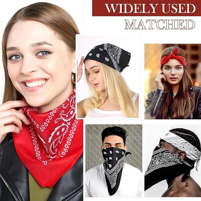 5 Pack Premium Unisex Paisley Bandanas Headbands