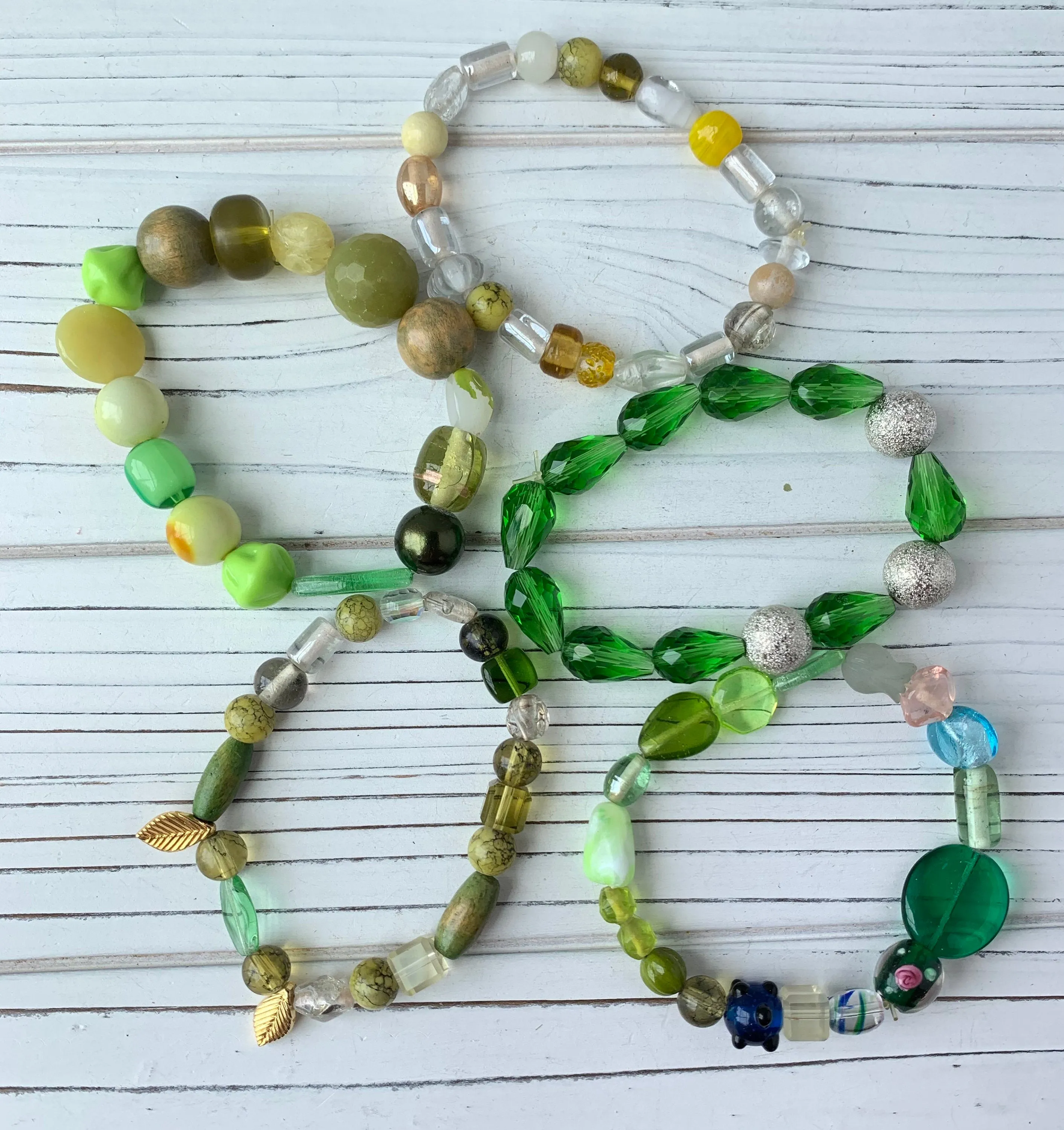 5-Piece Olivine Stretch Bracelet Set One of a Kind