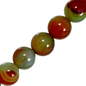 6mm Round Green and Red Onyx Beads (Pack of 10)