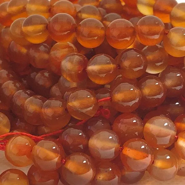 8mm Round Gemstone Beads - Carnelian  (10 Pack)