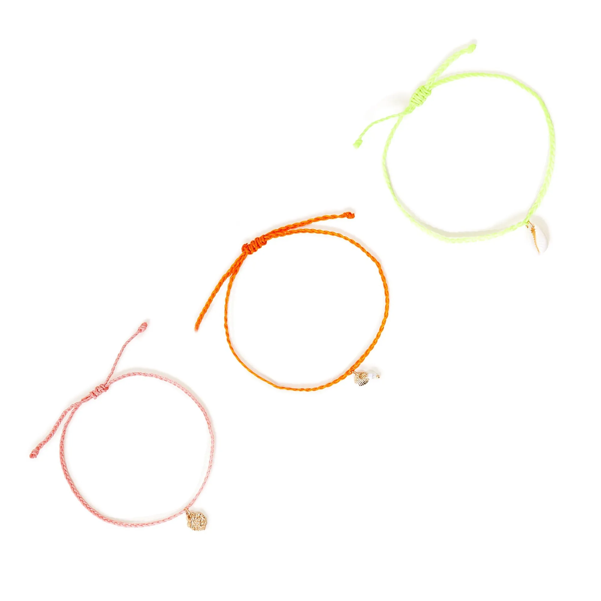 Accessorize London Women's Neon Shell Friendship Anklets Pack Of 3