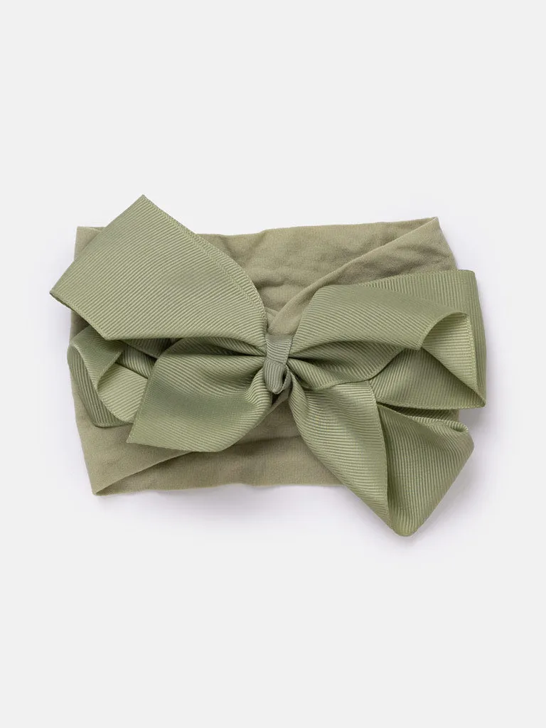 Baby Girl Big Satin Bow Hairband - Earthy Tones