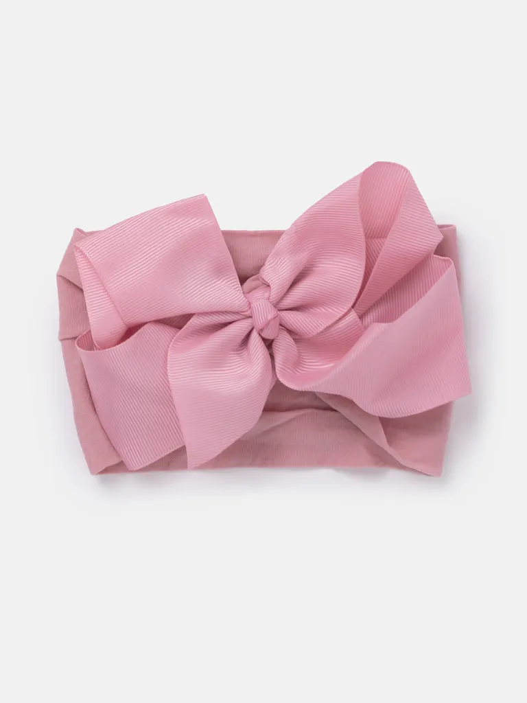 Baby Girl Big Satin Bow Hairband - Earthy Tones