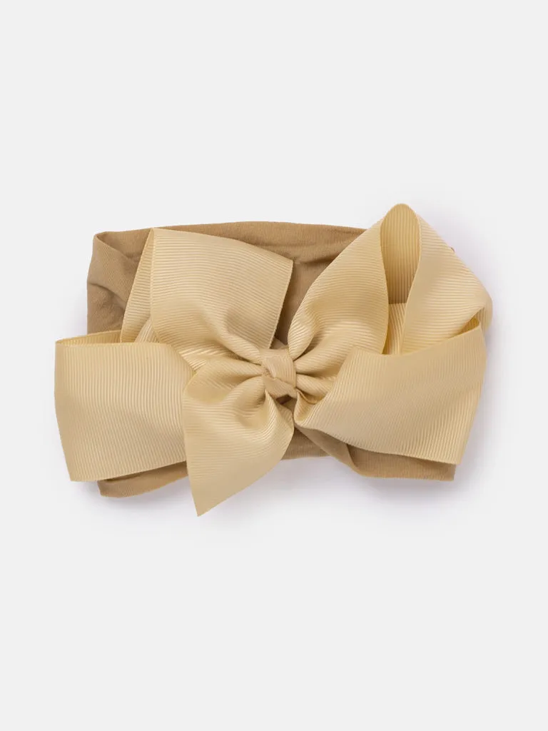 Baby Girl Big Satin Bow Hairband - Earthy Tones