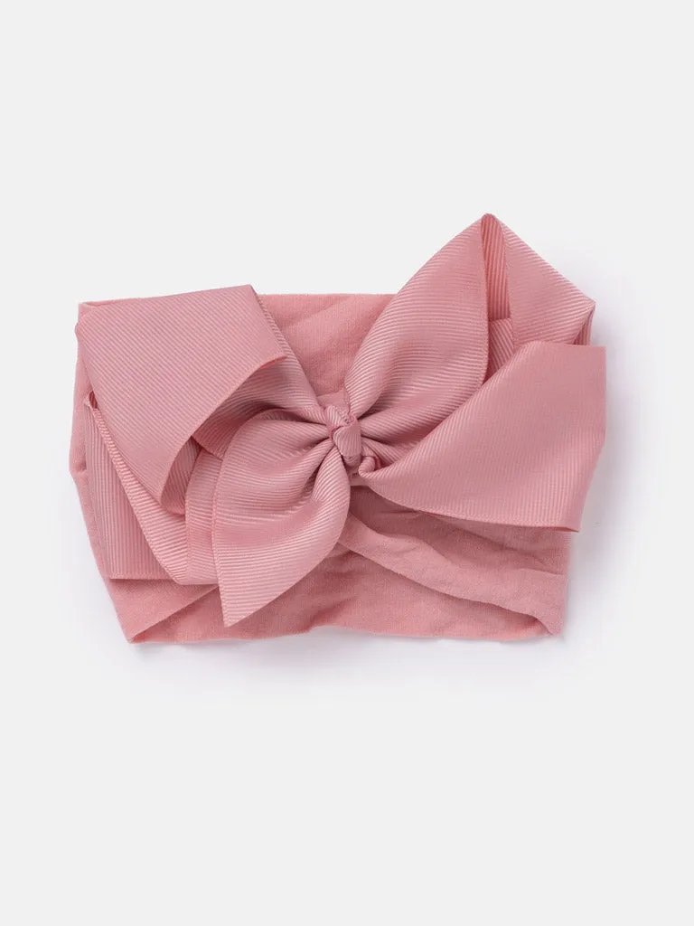 Baby Girl Big Satin Bow Hairband - Earthy Tones