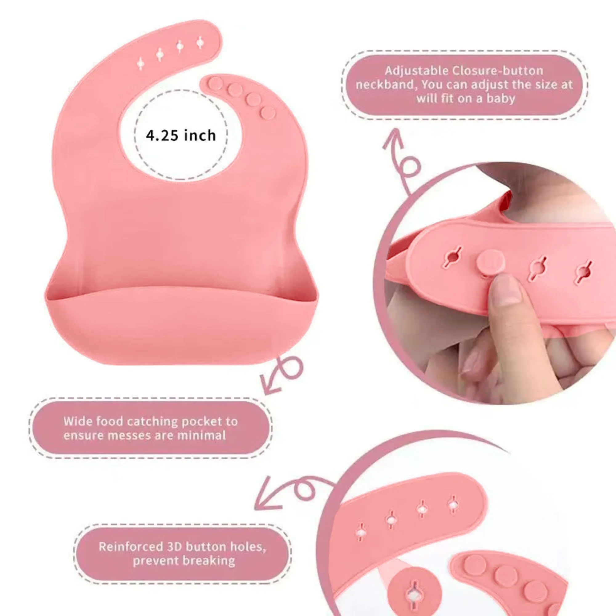 Babymoon Set of 6 | Silicone BPA Free Baby Kids Feeding Dinner Set Gift Box | Dinner Plate | Spoon & Fork | Silicone Bib | Cup | Bowl | Pink