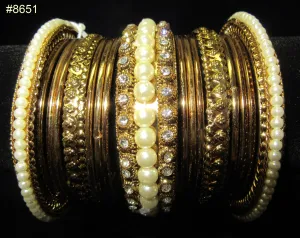 Bangles 8652 Golden Indian Set of Kadra and Bangles