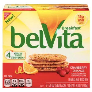 BelVita Breakfast Biscuits, Cranberry Orange, 5 Ct