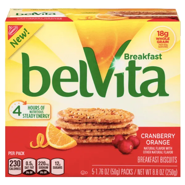 BelVita Breakfast Biscuits, Cranberry Orange, 5 Ct