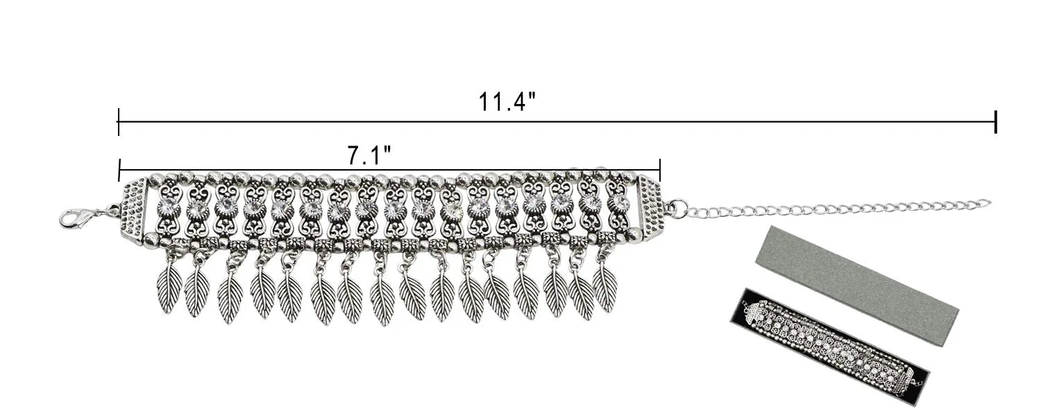 Bienvenu Hot Boho Silver Coin Anklet Bracelet Bohemian Tassel Barefoot Sandals Chain Jewelry Silver_leaves