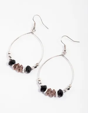 Black Wire Beaded Drop Earrings