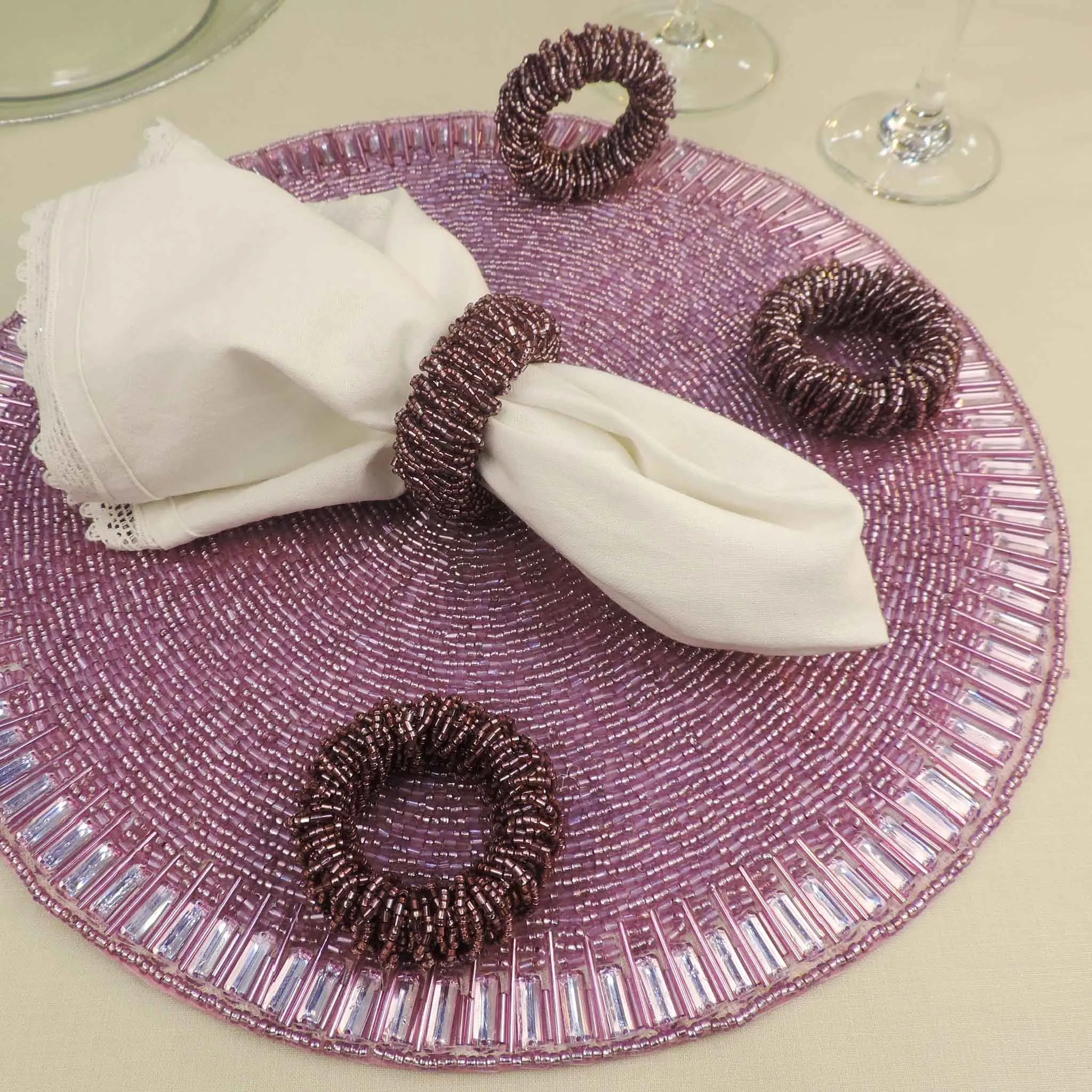 Bling-Bling Napkin Ring in Purple, Set of 4