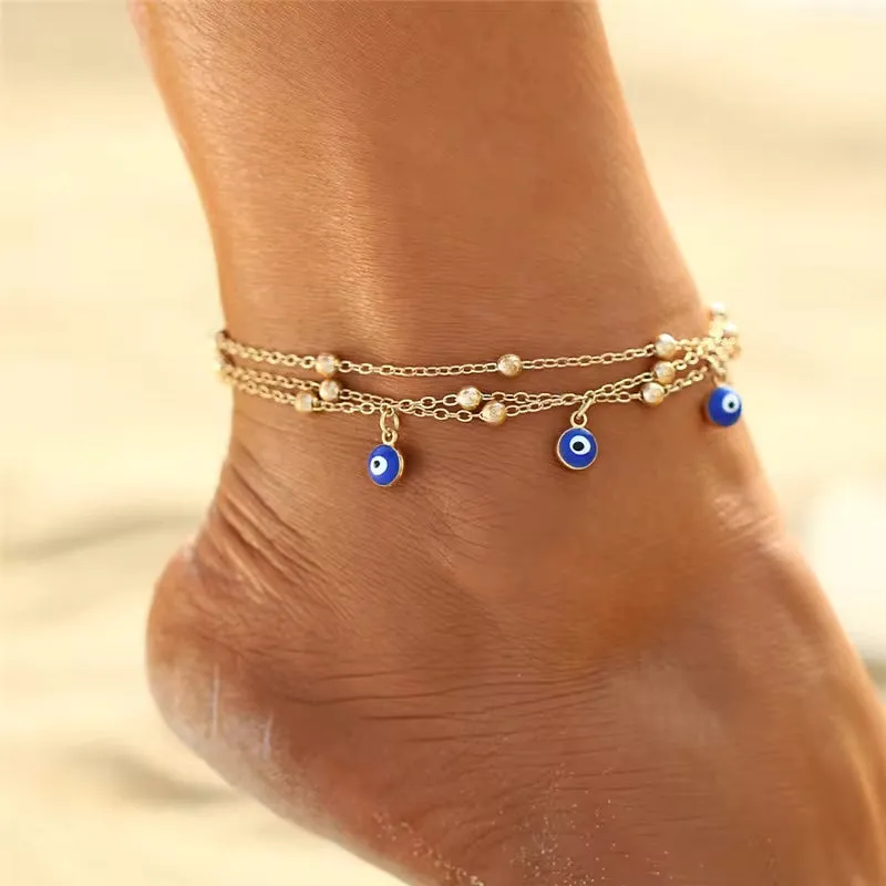 Bohemian Colorful Crystal Seed Beads Heart Anklets for Women