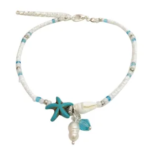 Bohemian Fashion Women Anklet  Starfish Shell Conch Stone Beaded Bracelet