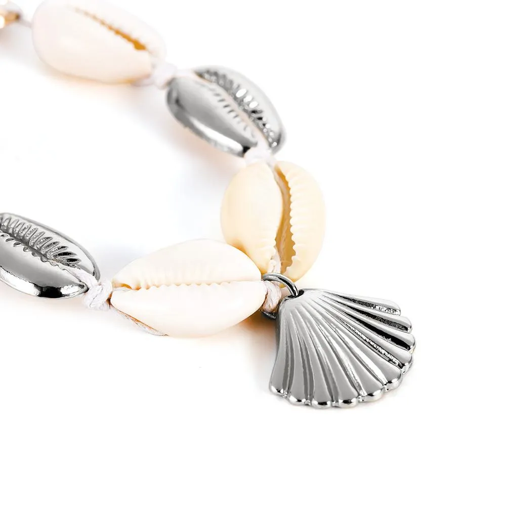 Bohemian Shell Anklets for Women Handmade Leather Woven