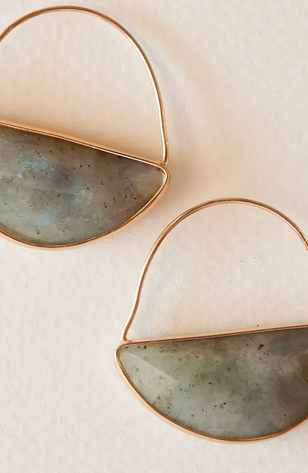 Britney Natural Stone Earring | Gemstone Gold Hoop