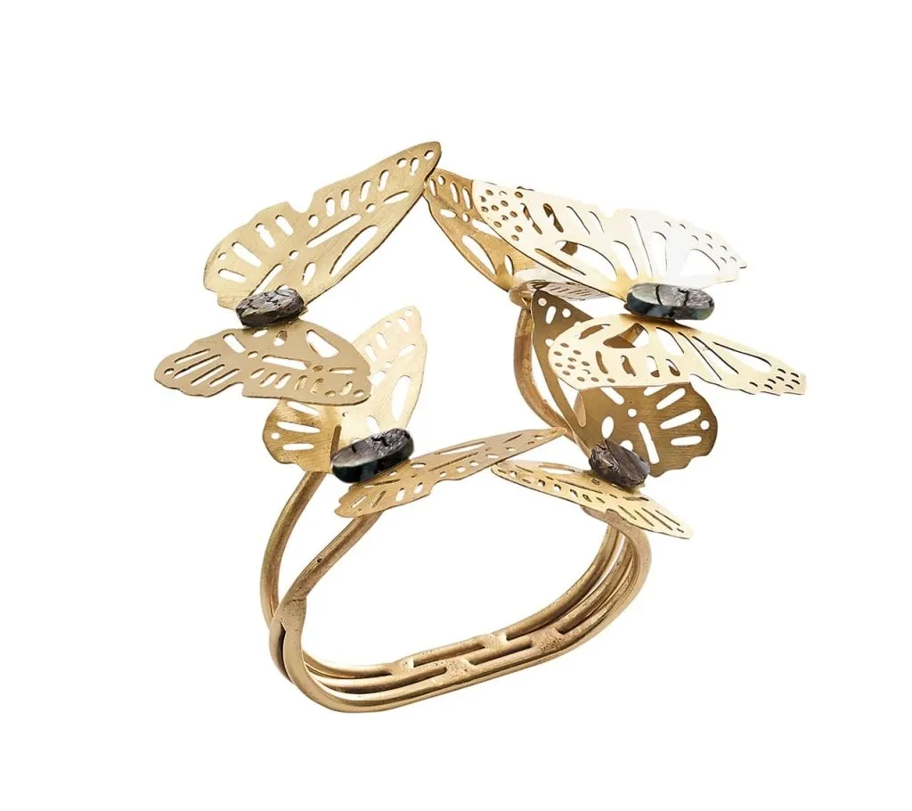 Butterfly Garden Napkin Ring in Gold & Silver, Set of 4