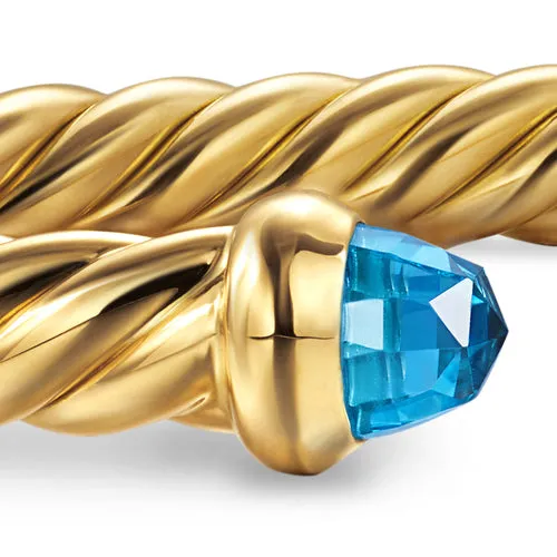 Cablespira Flex Bracelet in 18K Yellow Gold with Blue Topaz, 4mm, Size Medium