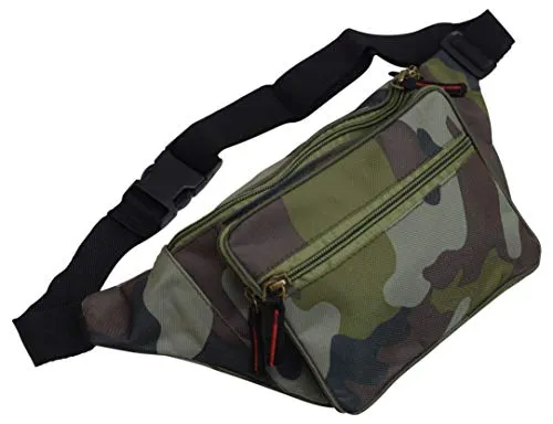 Camo nylon waist fanny pack belt bag pouch travel hiking camping hip purse men women (camo)