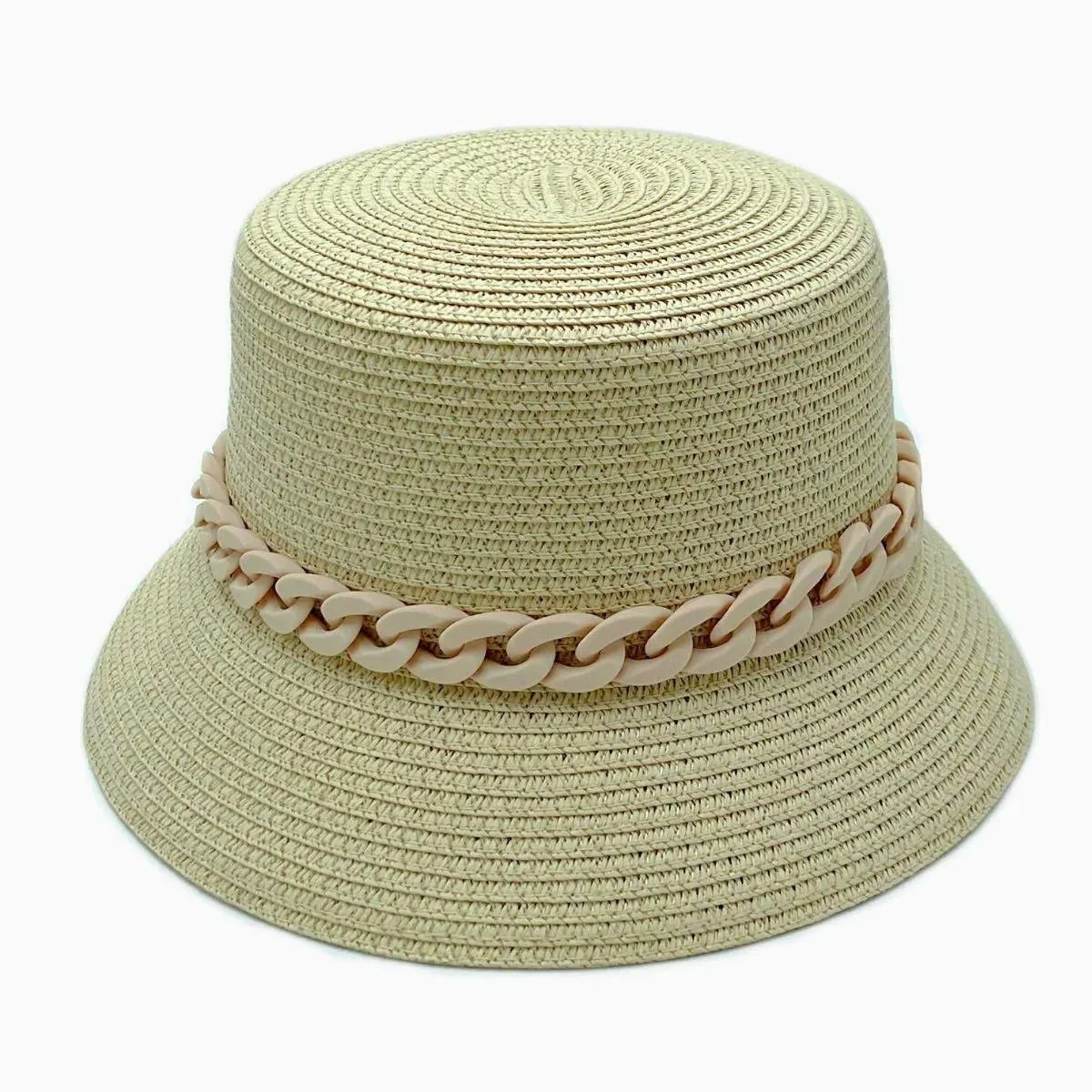 Classic Bucket Hat Beige Chain Detail