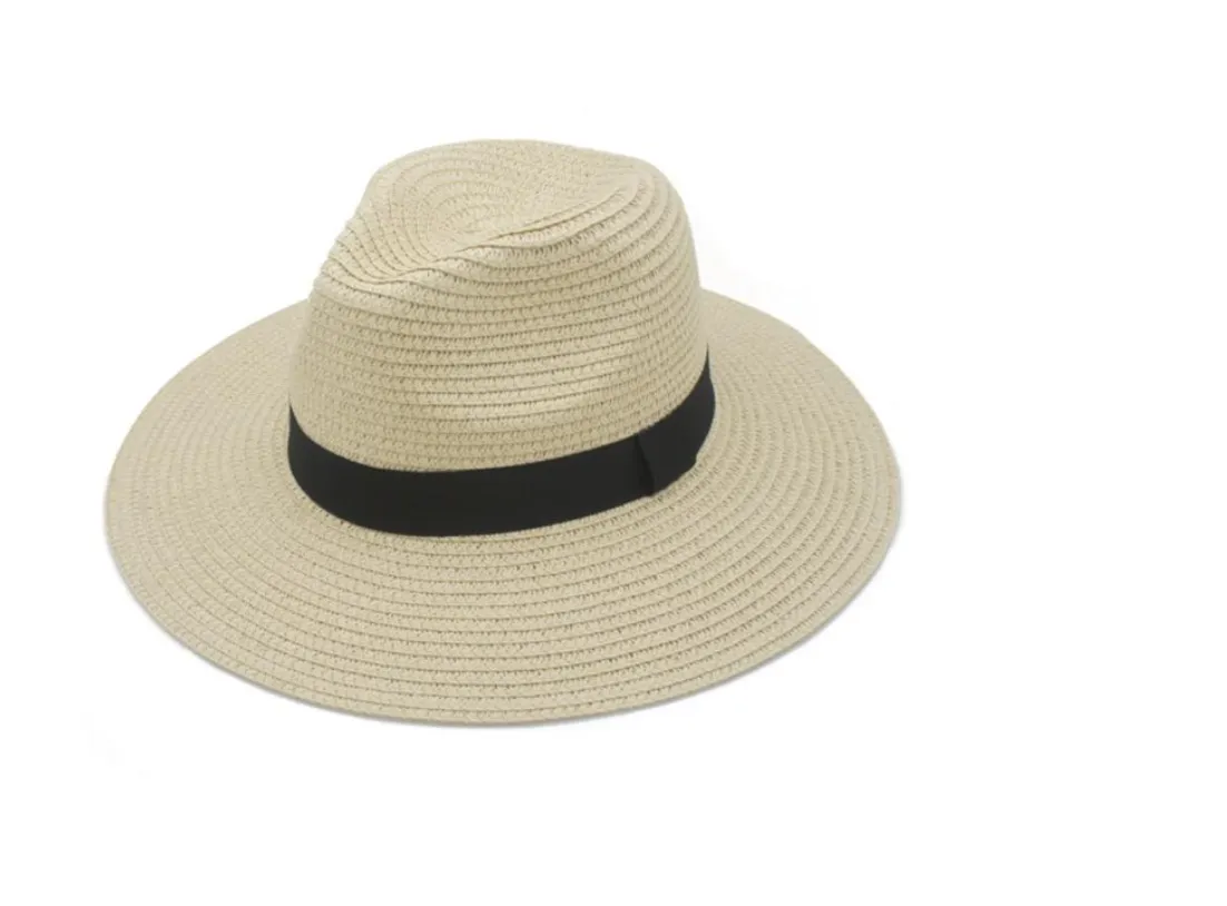 COLOR BANDED NATURAL SUMMER FEDORA HAT