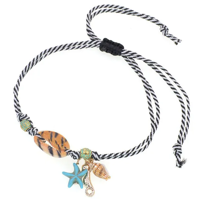 colorful shell anklet bracelet handmade rope chain