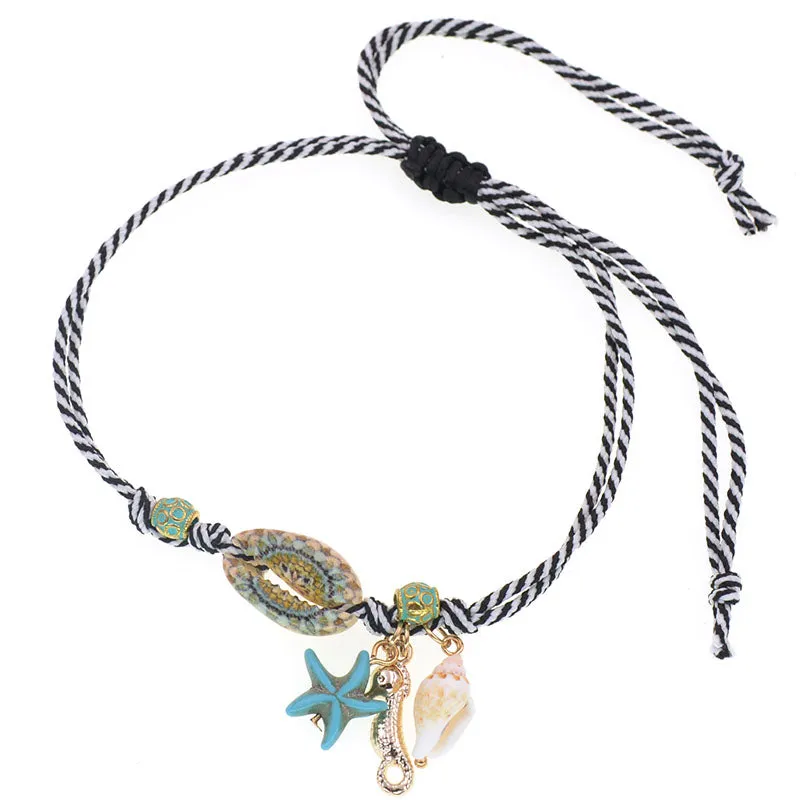 colorful shell anklet bracelet handmade rope chain