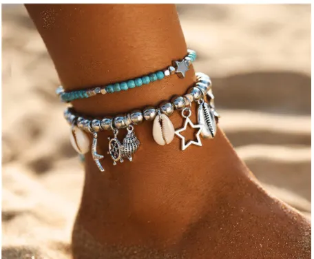 Conch, Starfish, & Pearl Beach Pendant Anklet