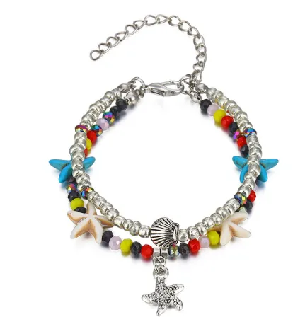 Conch, Starfish, & Pearl Beach Pendant Anklet