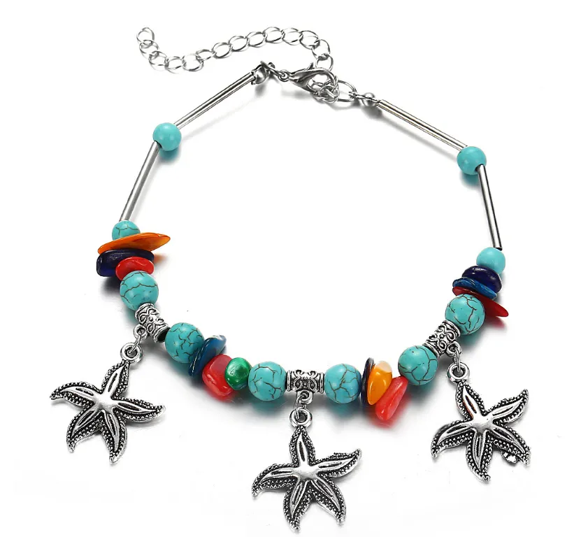 Conch, Starfish, & Pearl Beach Pendant Anklet