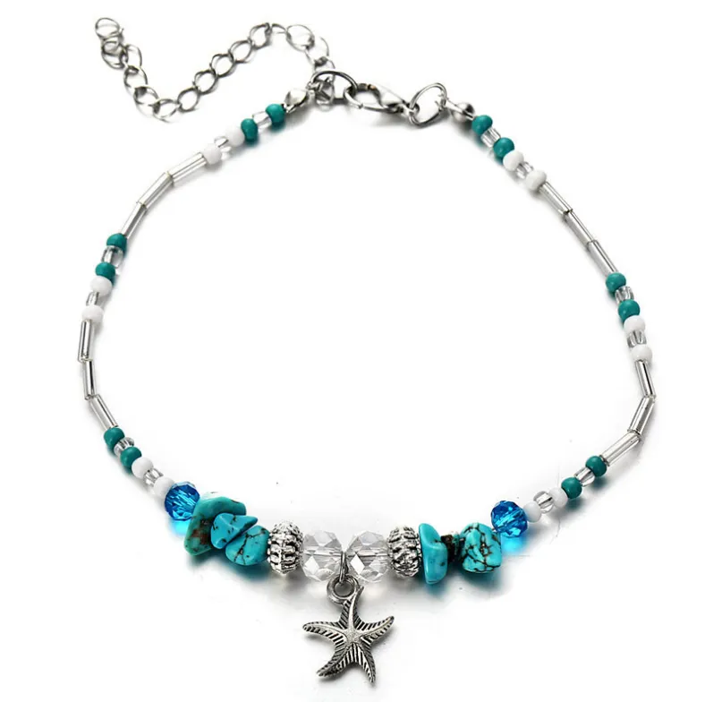 Conch, Starfish, & Pearl Beach Pendant Anklet