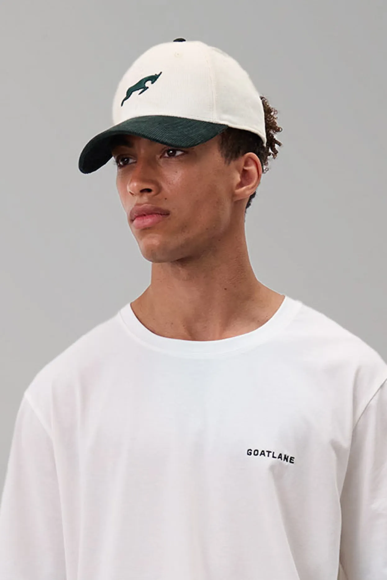 Corduroy Cream & Green Golf Hat