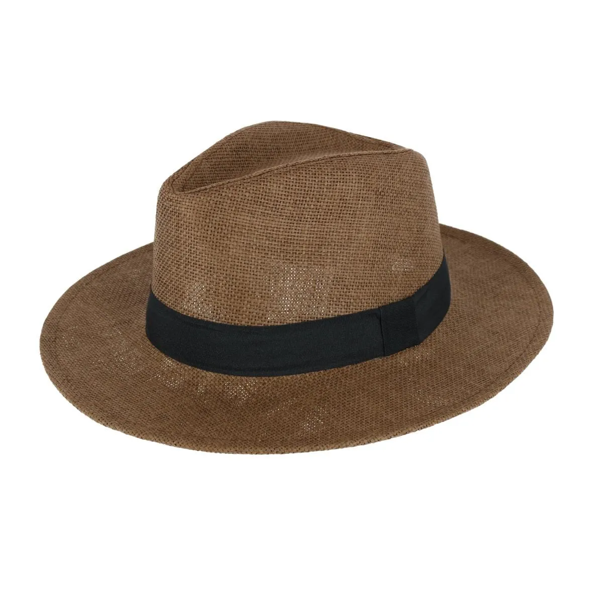 CTM® Men's Flat Brim Straw Fedora Hat